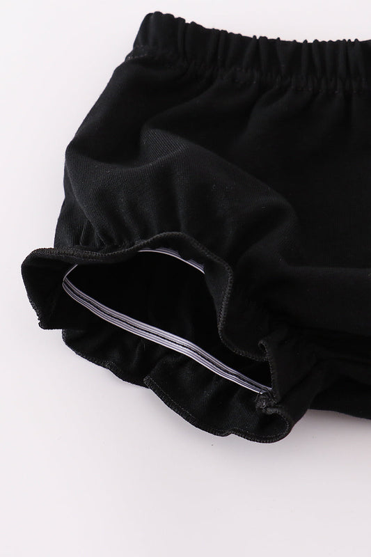 Purple Halloween dot witch embroidery bloomer set