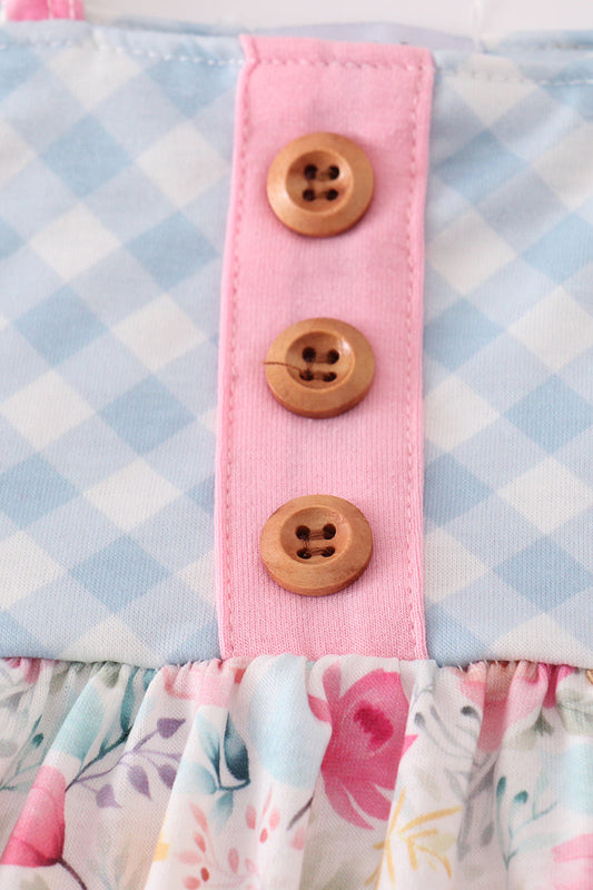 Pink floral print strap bloomer set