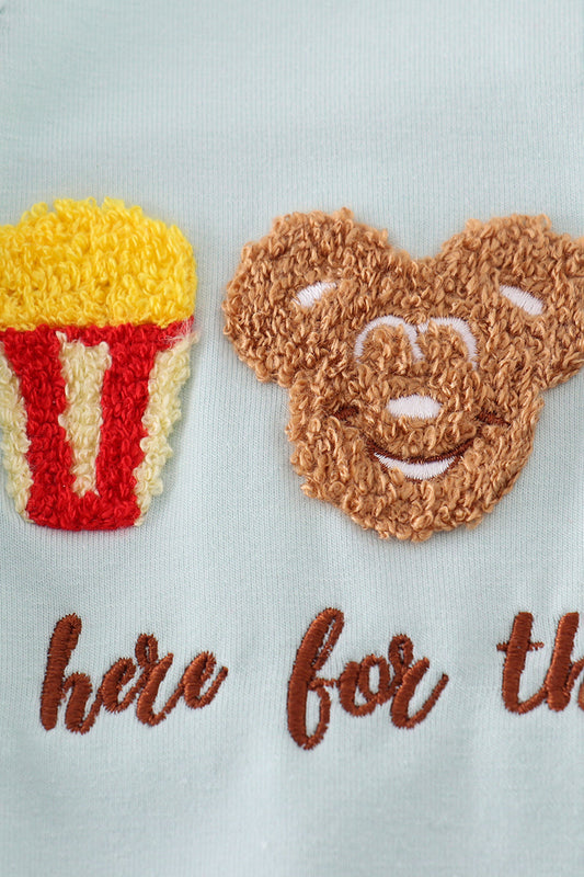 Blue popcorn cookies ice cream embroidery bubble