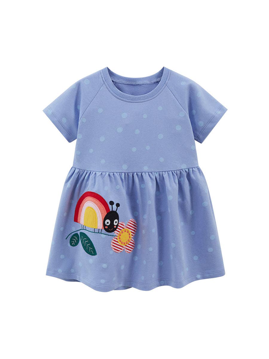 Girls Short Sleeves Rainbow Insect