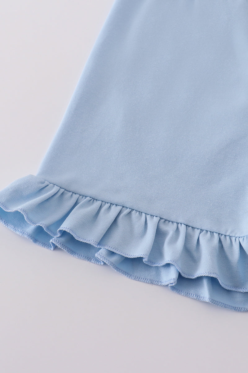 Blue bow lattice print set