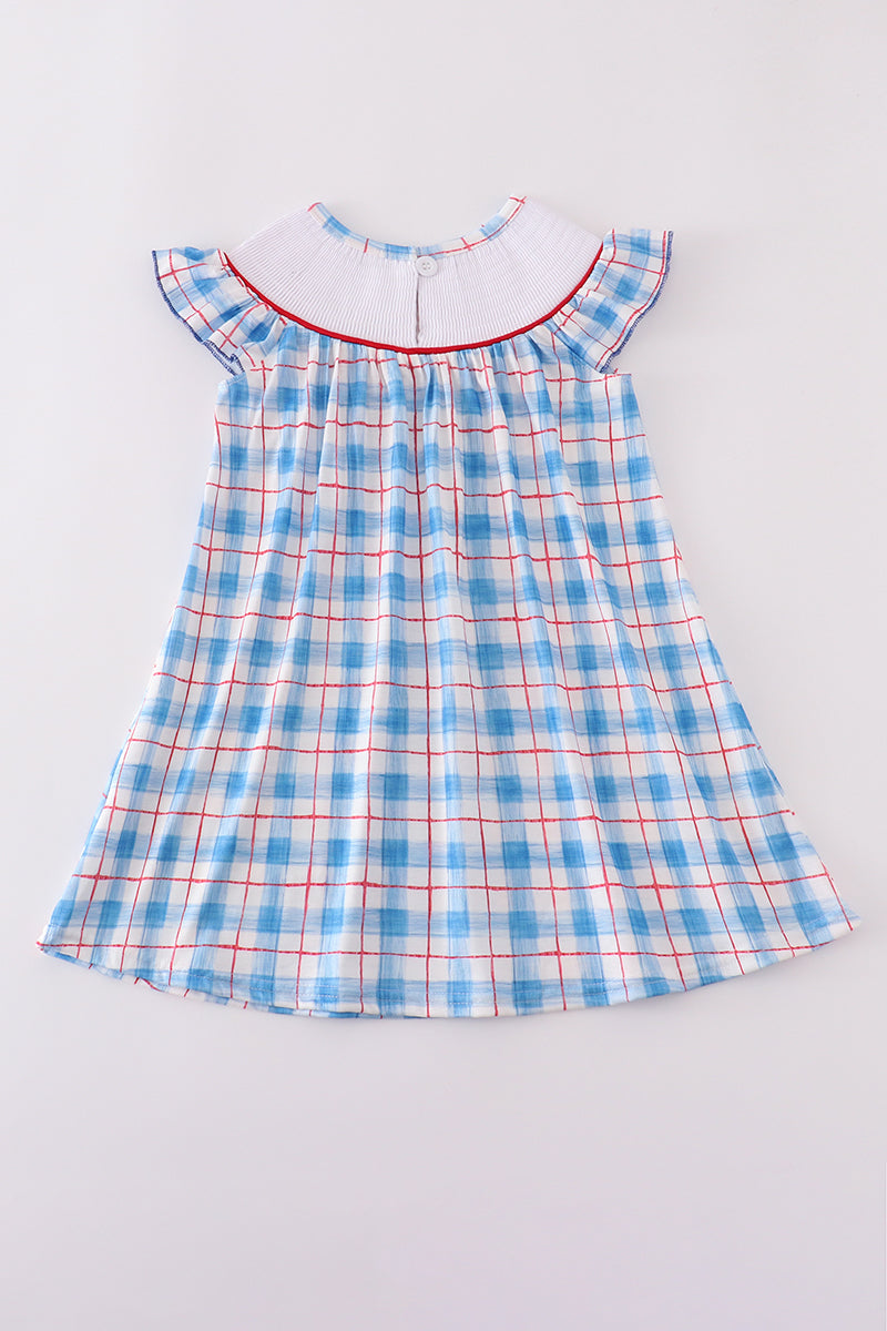 Flag embroidery smocked dress