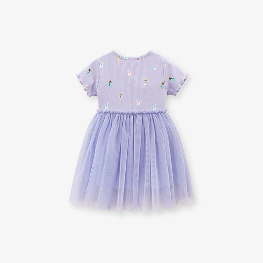 Girls Short Sleeve Unicorn Tulle Dress
