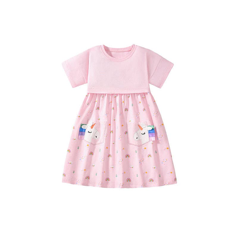Unicorn Short Sleeve Dress for  Girls