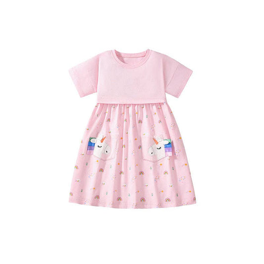 Unicorn Short Sleeve Dress for  Girls