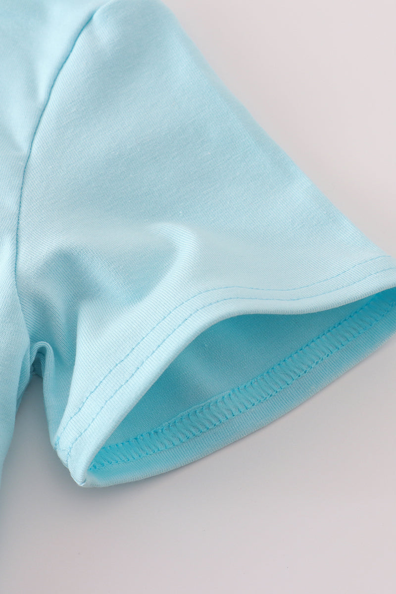 Blue animals applique shorts set