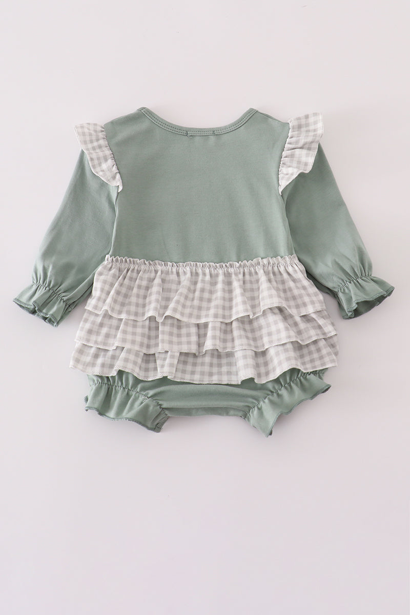 Sage turkey french knot ruffle bubble