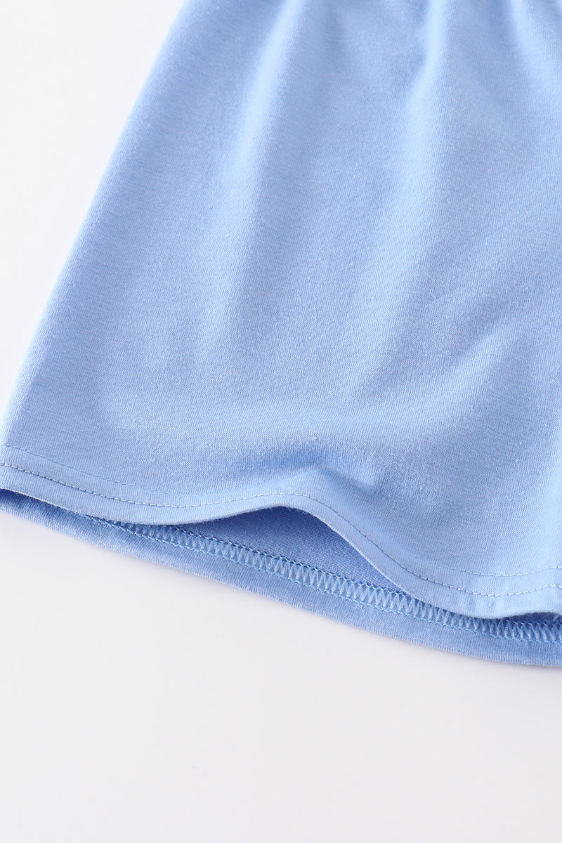 Blue plane applique stripe boy set