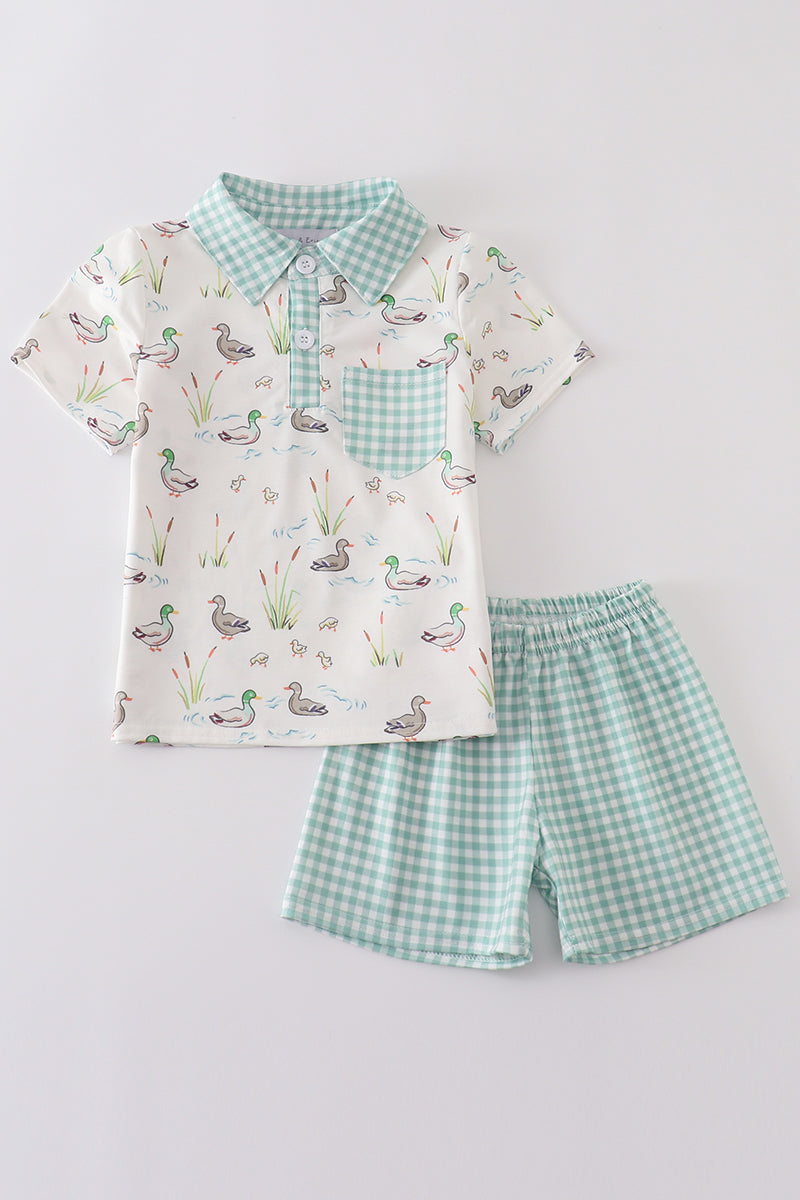 Sage duck boy shorts set