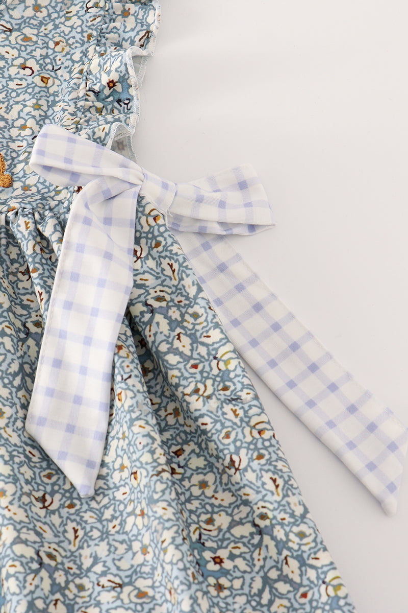 Floral puppy embroidery girl set