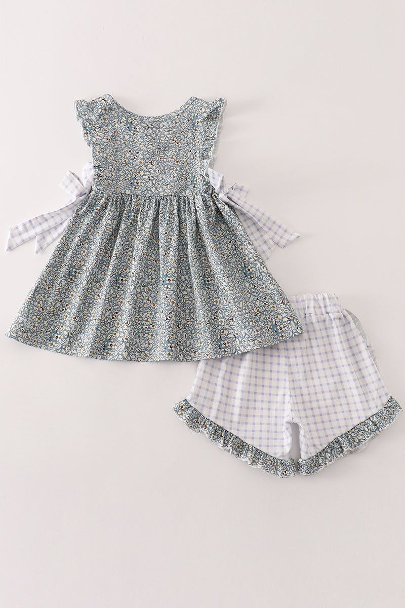 Floral puppy embroidery girl set