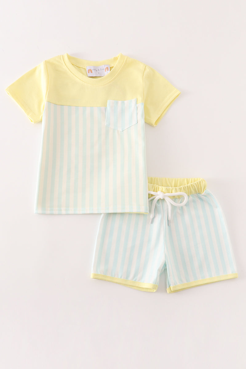 Blue stripe boy set
