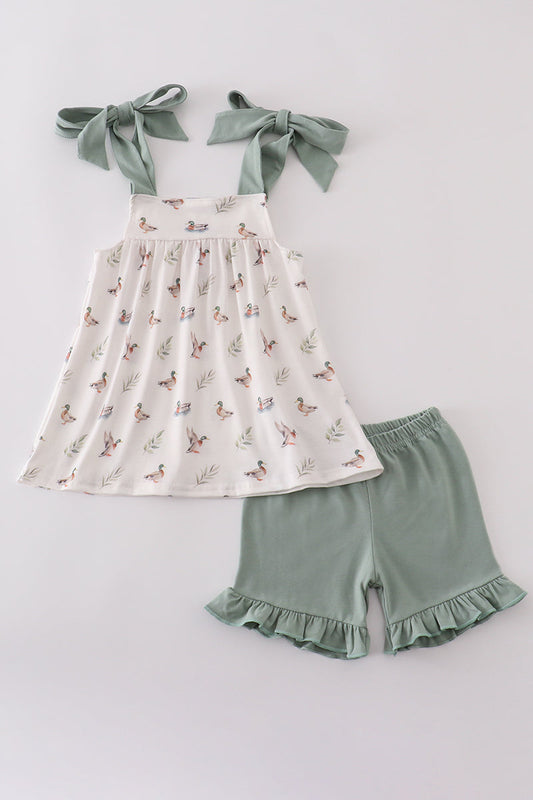 Green duck print set