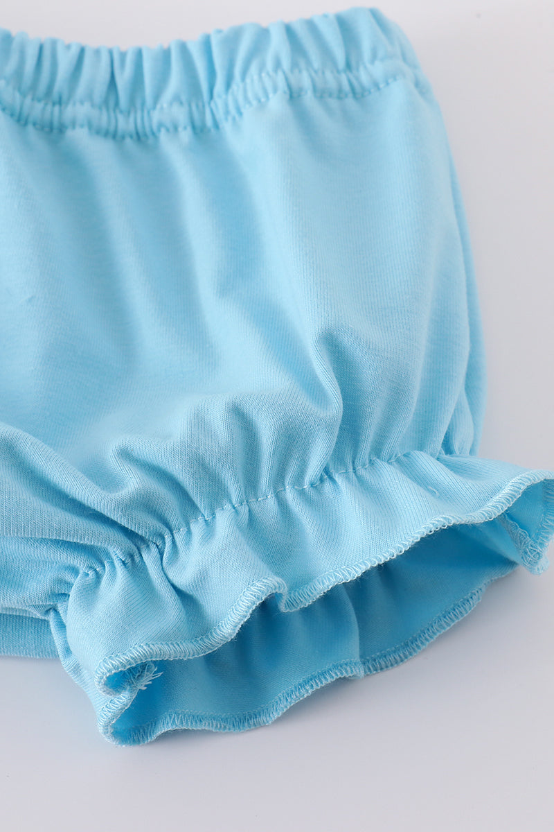 Blue farm chicken embroidery bloomer set