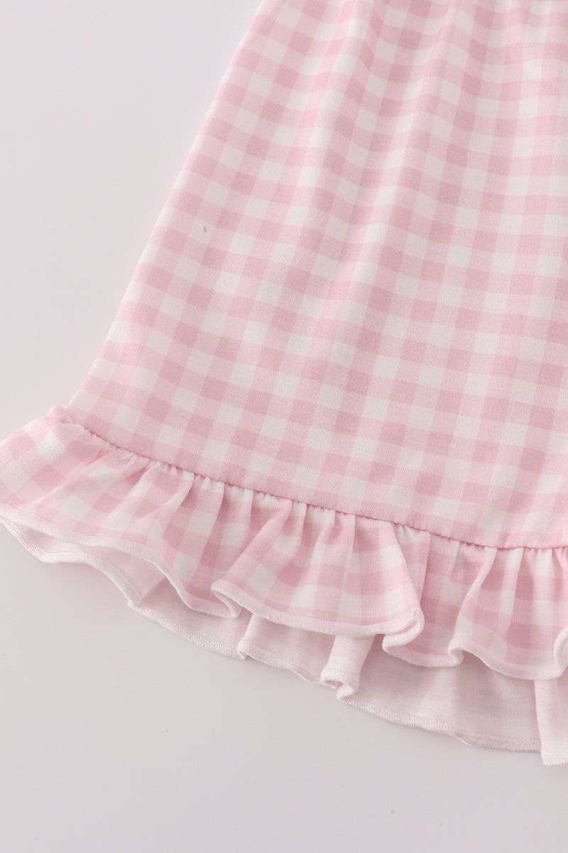 Mint hunting puppy embroidery ruffle shorts set