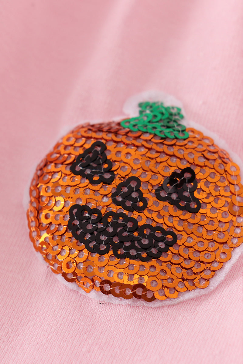 Pink ghost pumpkin sequin ruffle dress