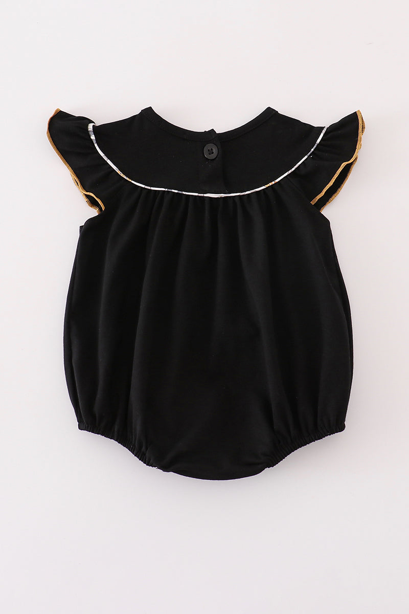 Black witch pumpkin embroidery bubble