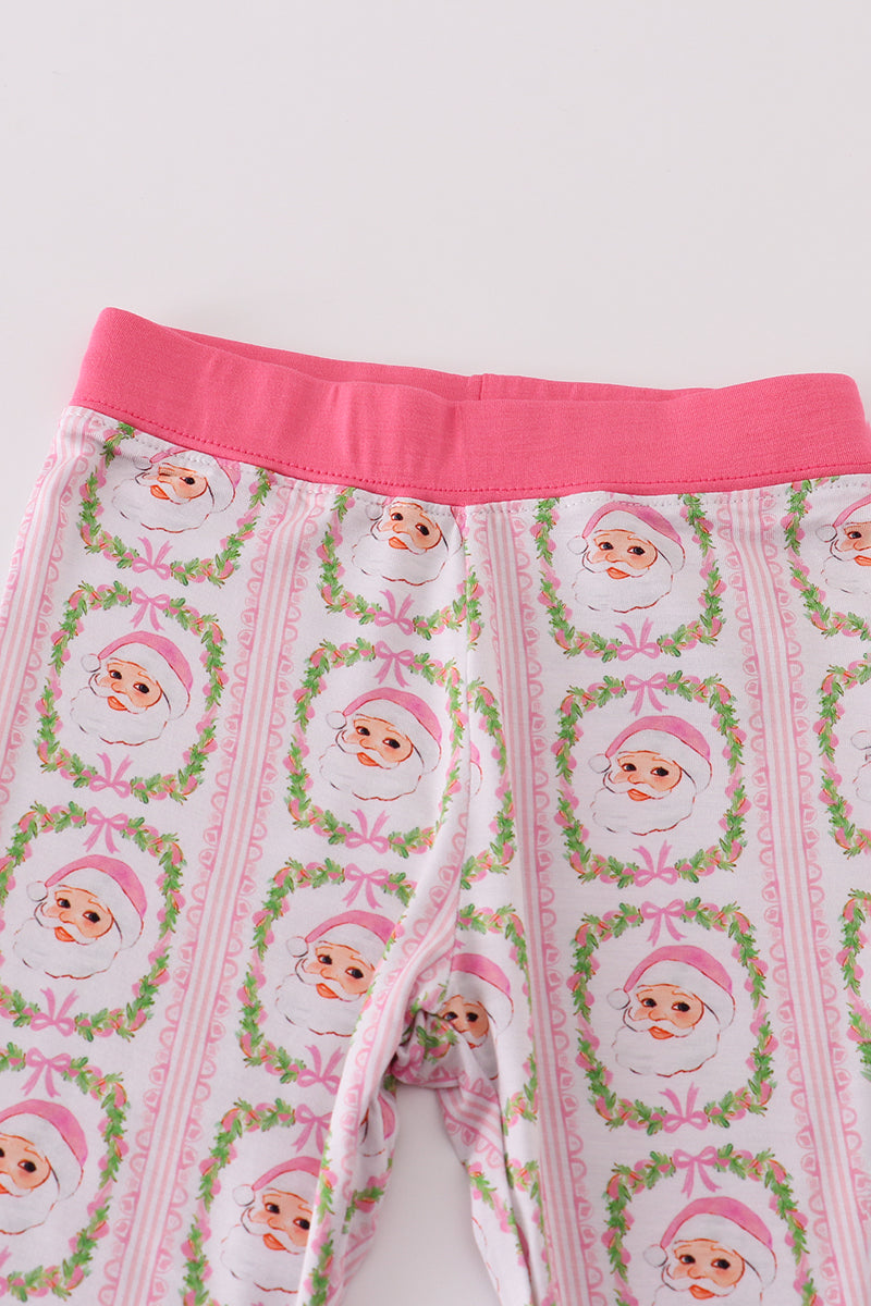 Pink santa claus pajamas pants set