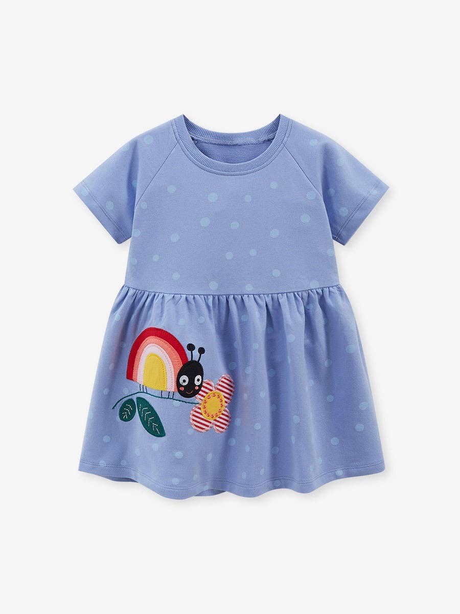 Girls Short Sleeves Rainbow Insect